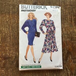 Butterick Sewing Pattern 6780 80s Dolman Sleeve Top Skirt 12-16 UNCUT Vintage